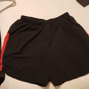 Men's Nike Dri-Fit running shorts. Large. Black and red.